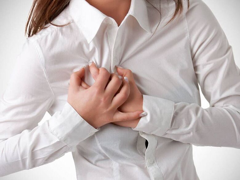 Osteochondrosis of the chest is accompanied by chest pain